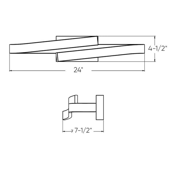 Dals Lighting Borealis Curled Rectangular Vanity Wall Sconce VRB24-CC-BK